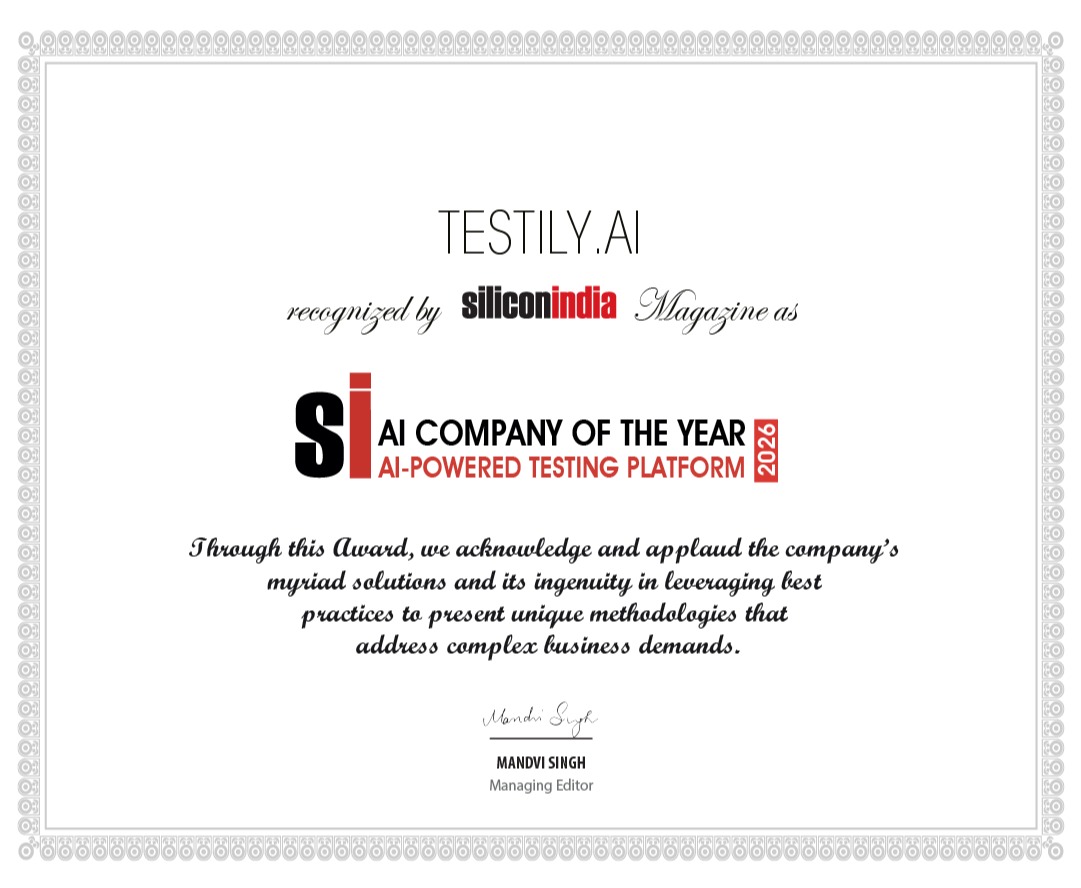 Testily.ai - Silicon India AI Company of the Year 2026